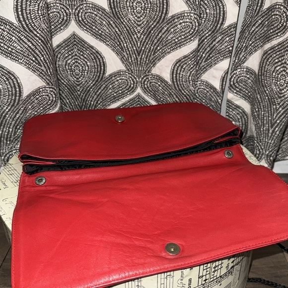 Gorgeous Vintage Unbranded Red Leather Envelope Clutch - Picture 4 of 9